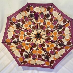 Coach Mini Retractable Umbrella-Multi Colored Kaleidoscope C Pattern